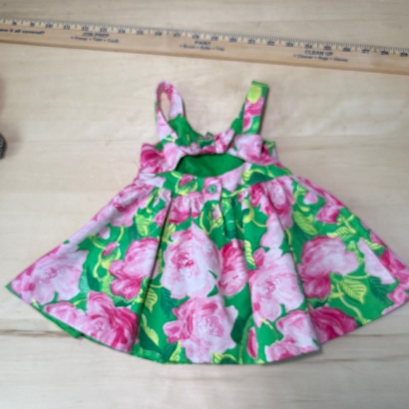 Janie and Jack Collections Green Shrub Rose Print Rose Pleated Dress - Picture 3 of 7